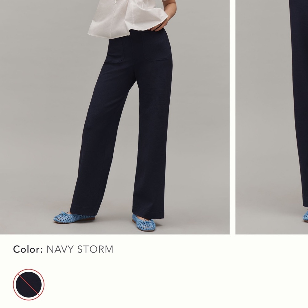 Maeve Collette Women's Navy full length Wide-Leg Pants size 34 Tall